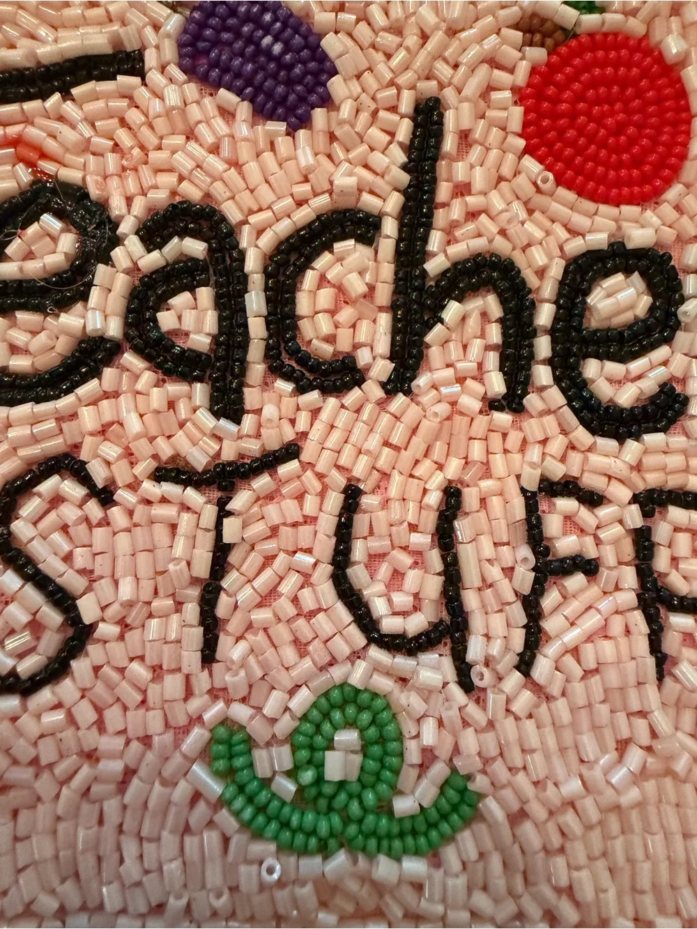 Beaded 'Teacher Stuff' Pouch in Pink